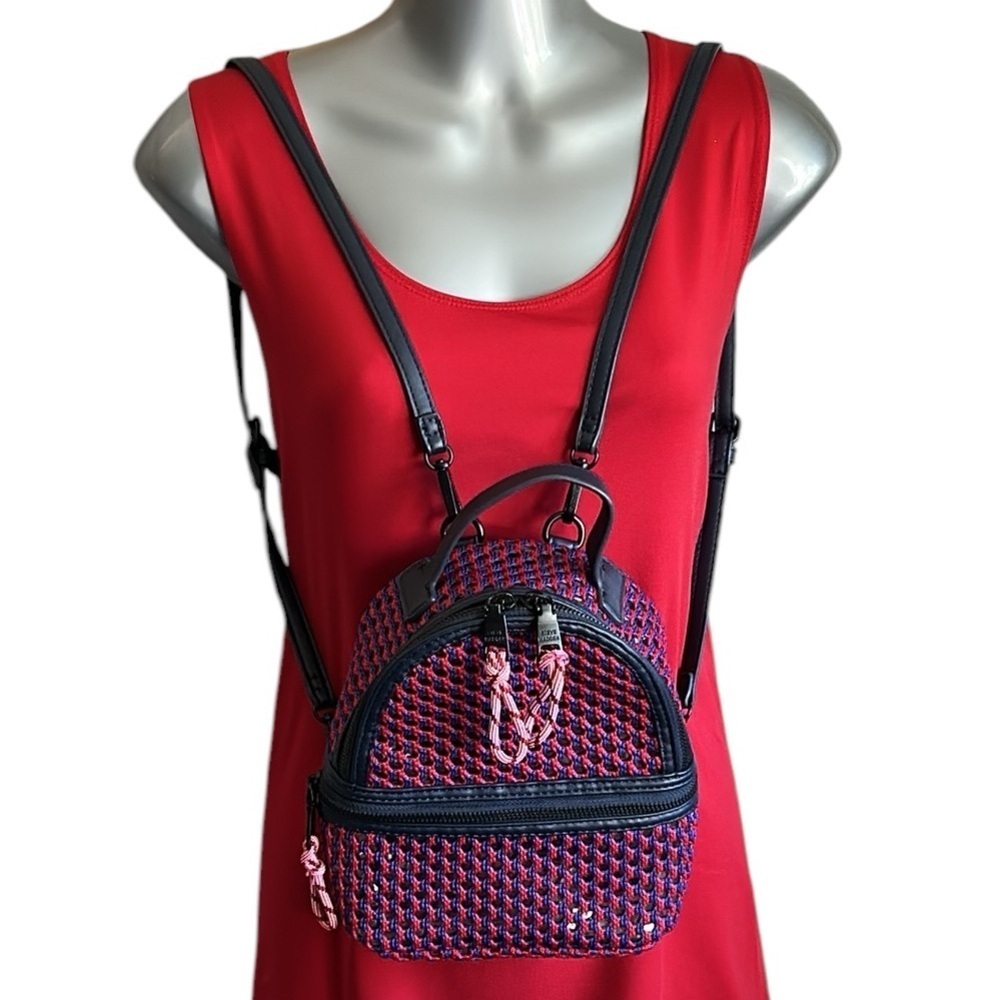 Steve Madden Murray Mesh Convertible Mini Backpack Red/Navy